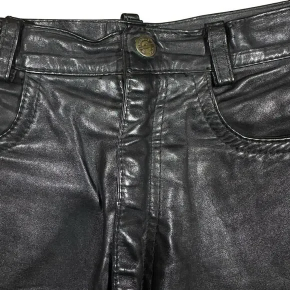 Vintage 1980s Leather Skirt Black Rainbow Patch Brazil Grunge Goth Punk Pride - Picture 4 of 8